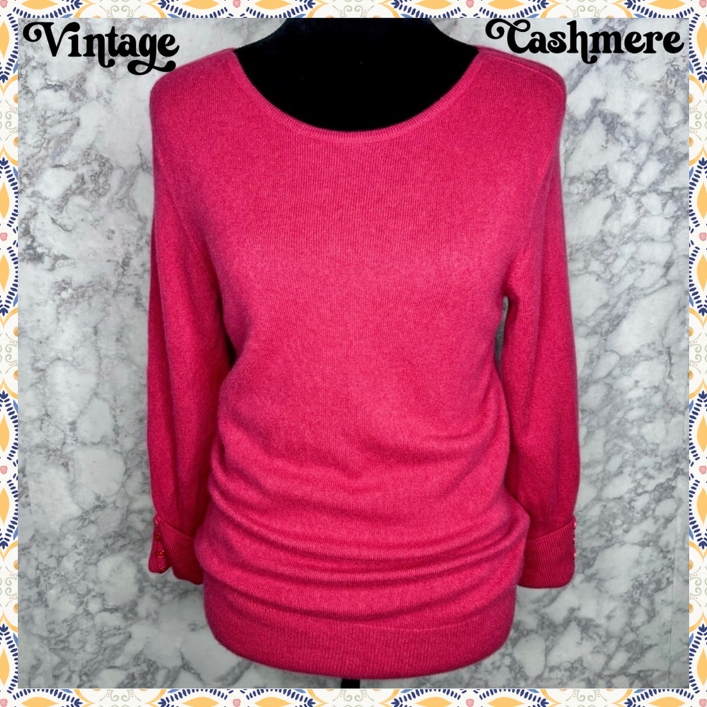 Privé 100% Cashmere 90s Pink Rib Knit Soft Lightweight Sweater Women’s Medium - Picture 6 of 6
